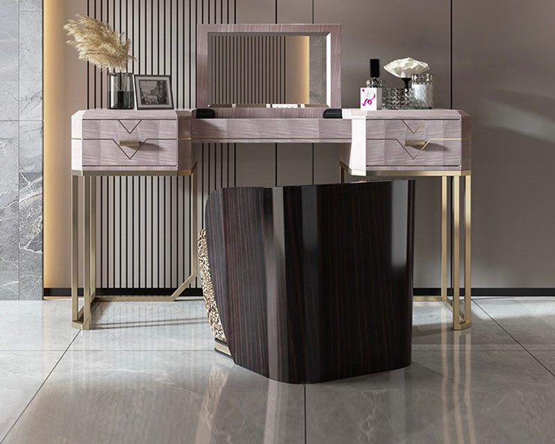 Elegant dresser clamshell design mirror stainless steel pink girl dresser