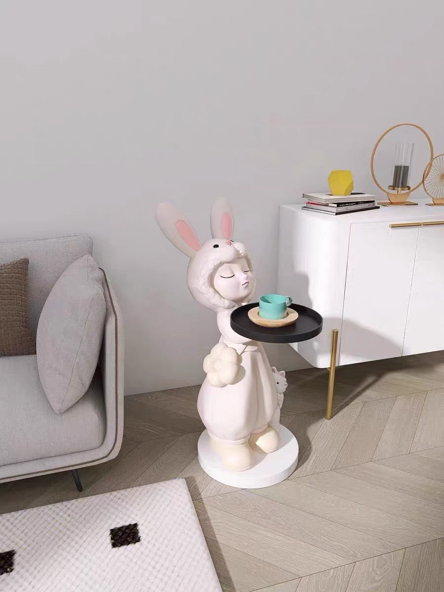 Rabbit girl side table build-in audio equipment Bluetooth connection fashion coffee table