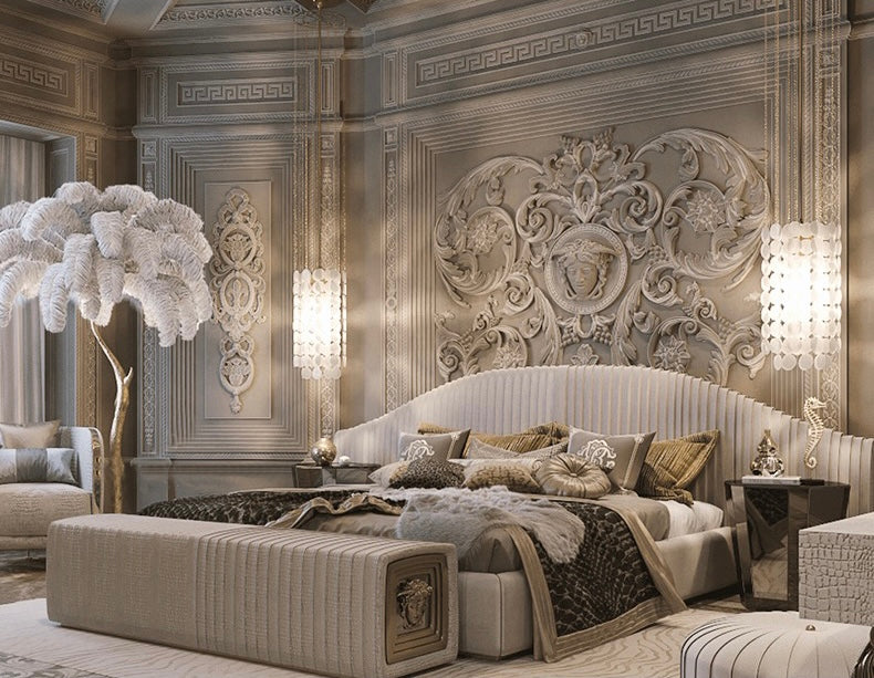Queen bed imported nubuck leather bed