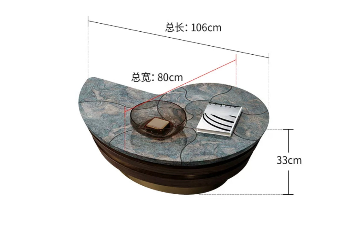 Distinctive conch shape coffee table vogue furniture luxury natural marble table