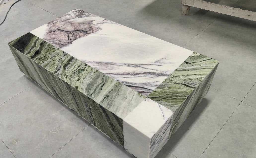 Geometric modeling coffee table natural marble combination stylish table