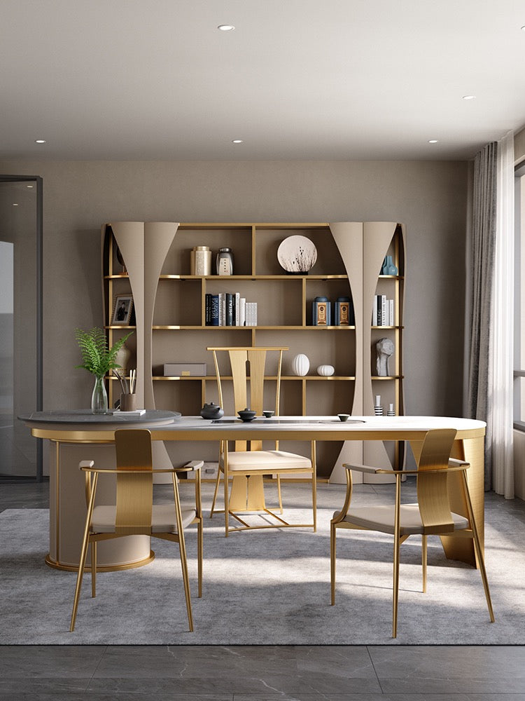 Elegant leather book shelf modern design side cabinet