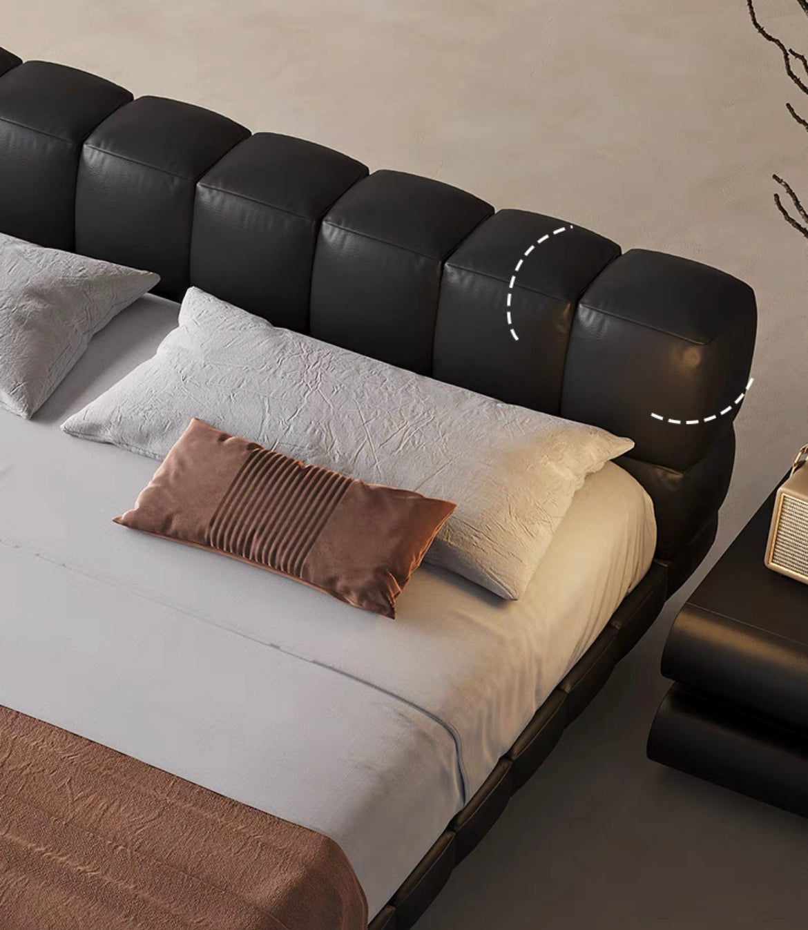 Black chocolate style bed modern design double bed