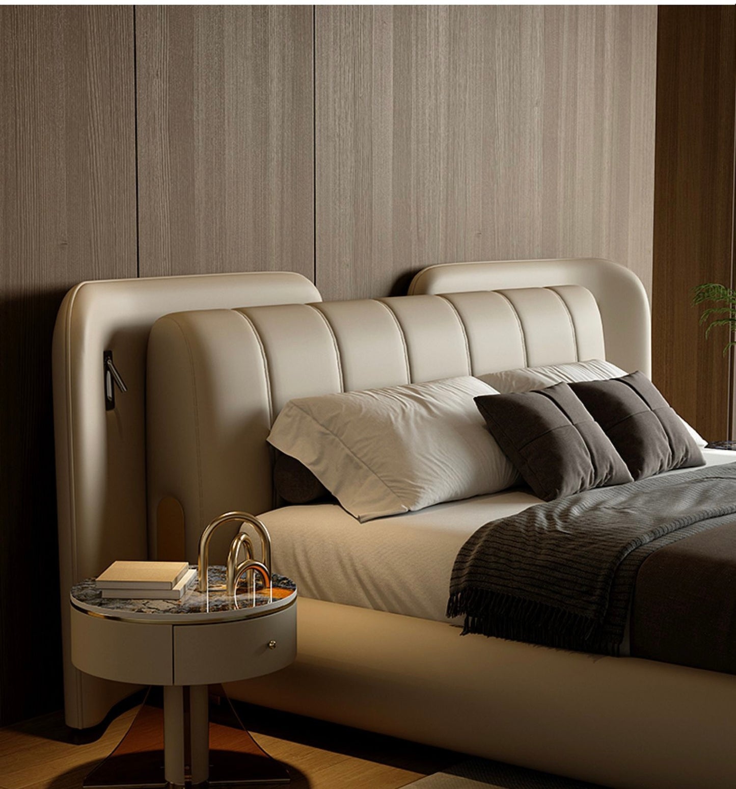 Modern Luxury leather bed latex mattress wedding bed