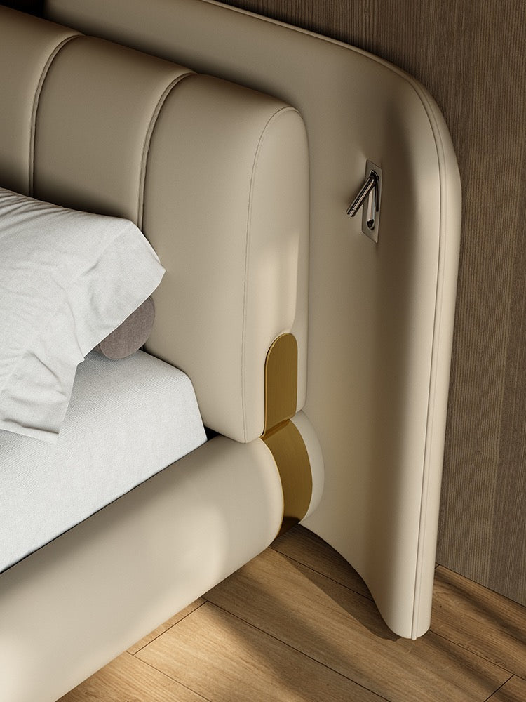 Modern Luxury leather bed latex mattress wedding bed