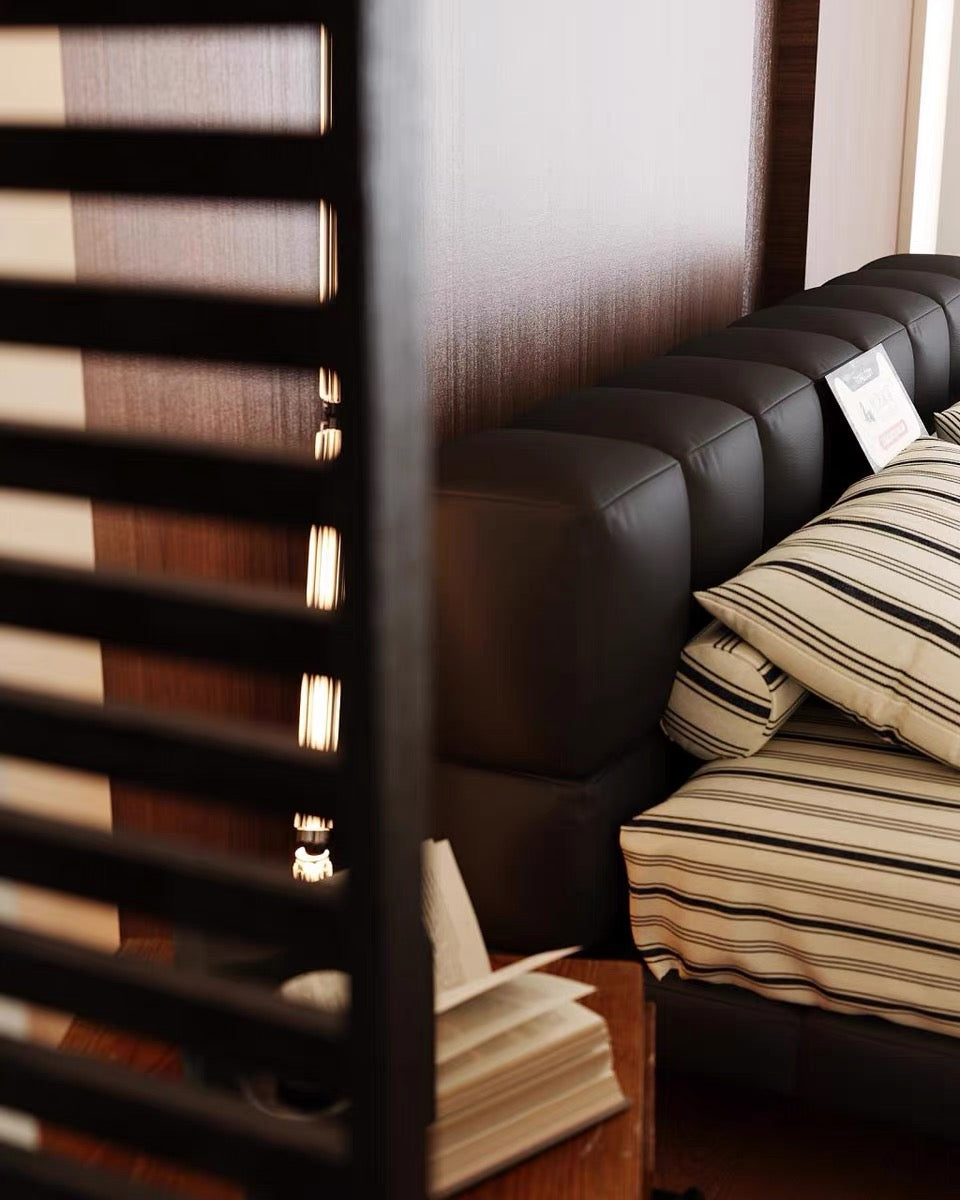 Black chocolate style bed modern design double bed