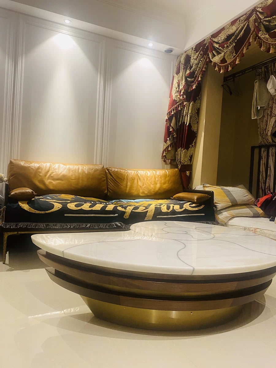 Distinctive conch shape coffee table vogue furniture luxury natural marble table