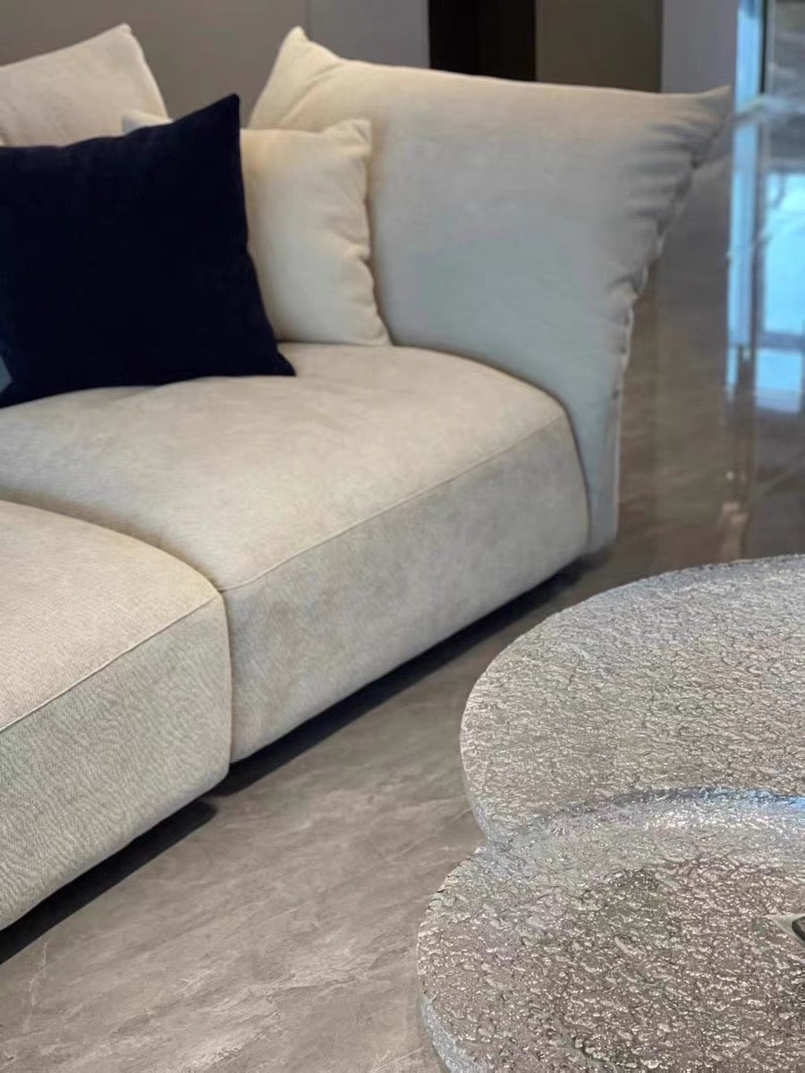 Rippling design acrylic coffee table natural marble coffee table