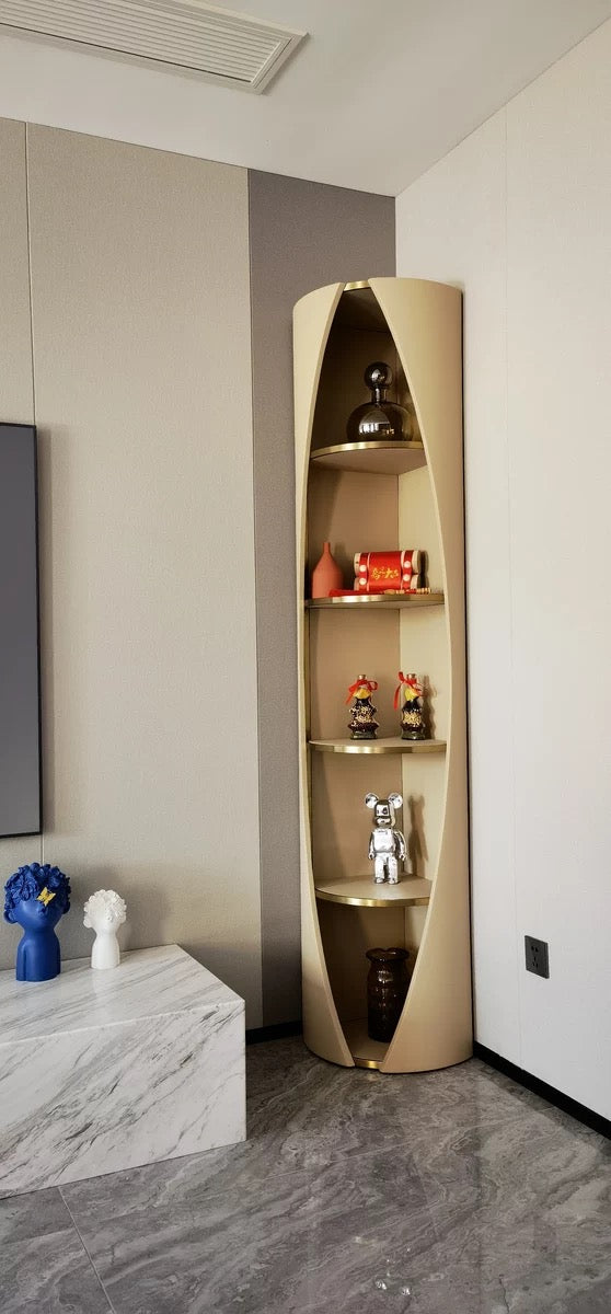 Elegant leather book shelf modern design side cabinet