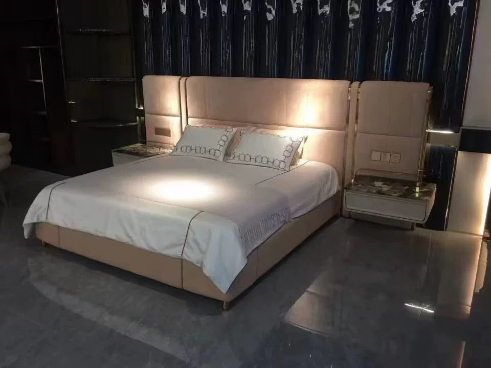 Italian nubuck bed luxury wedding bed villa double bed