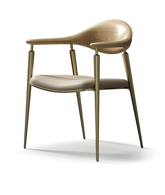 Smooth ash dining chair glossy cone shape 304 stainless steel leg chair