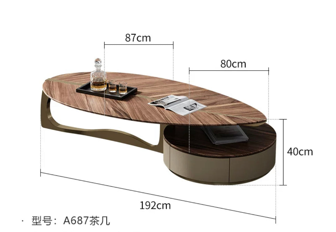 Leaf shape coffee table elegant home ash walnut wood furniture