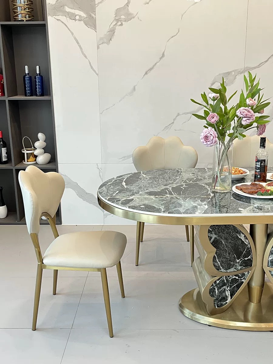Butterfly design luxury marble dining table oval table