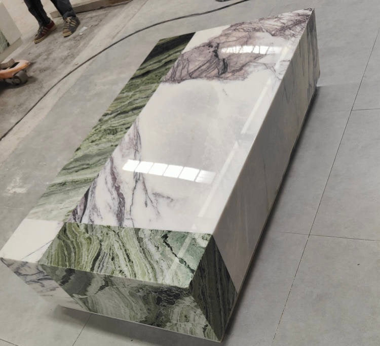 Geometric modeling coffee table natural marble combination stylish table