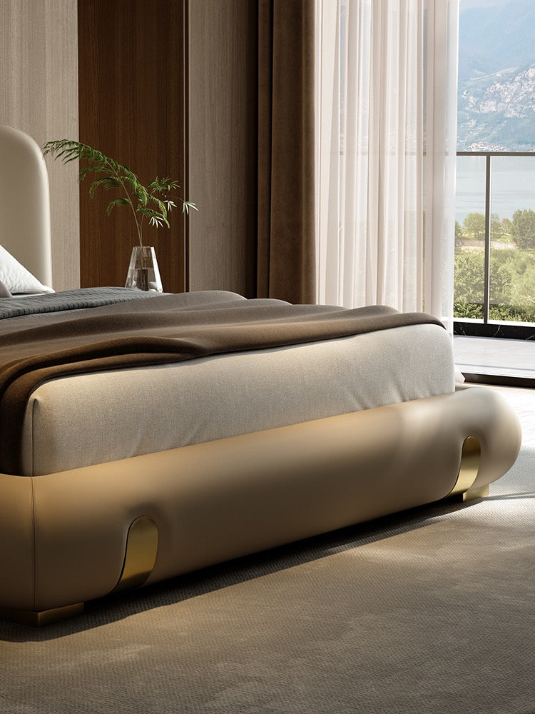 Modern Luxury leather bed latex mattress wedding bed