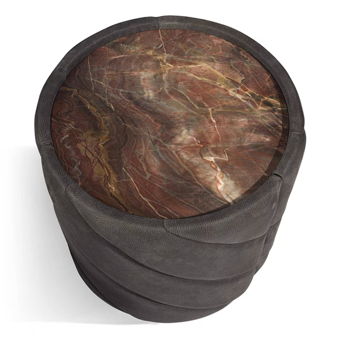 Round nightstand luxury leather bedside table