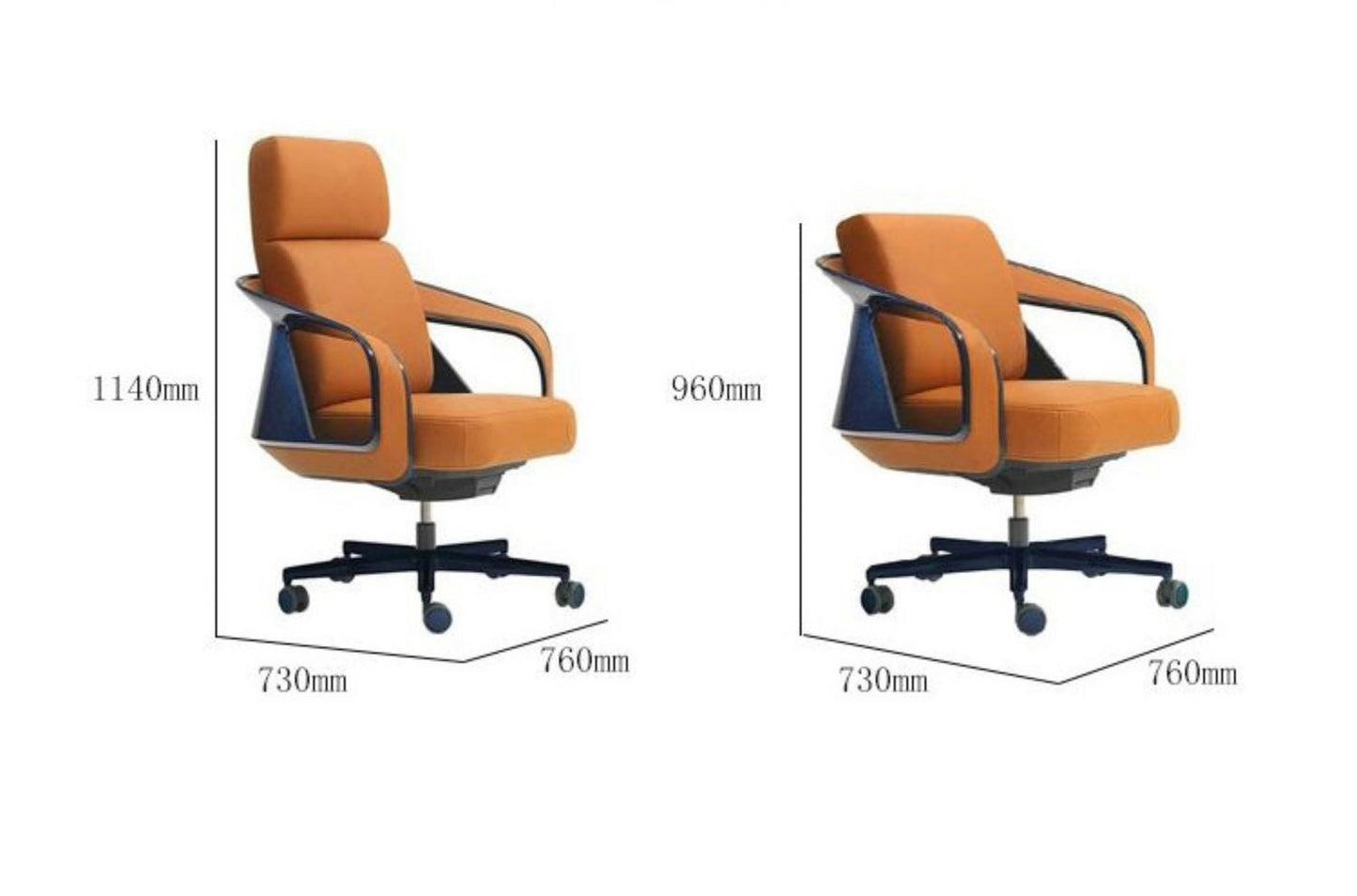 Luxurious executive desk orange Napa leather office table