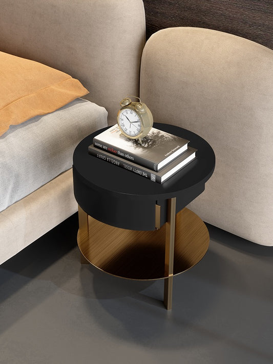 Mute track nightstand elegant hairline stainless steel bedside table