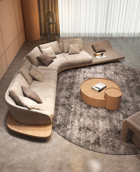 Stylish And Minimalist Design Suede Luxury Sofa Solid Wood Base