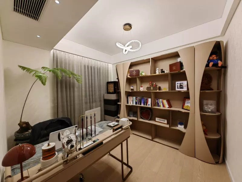 Elegant leather book shelf modern design side cabinet
