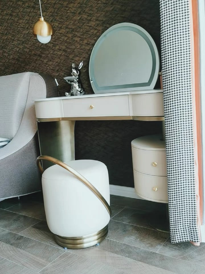 High end dressing stool artificial stainless steel round chair