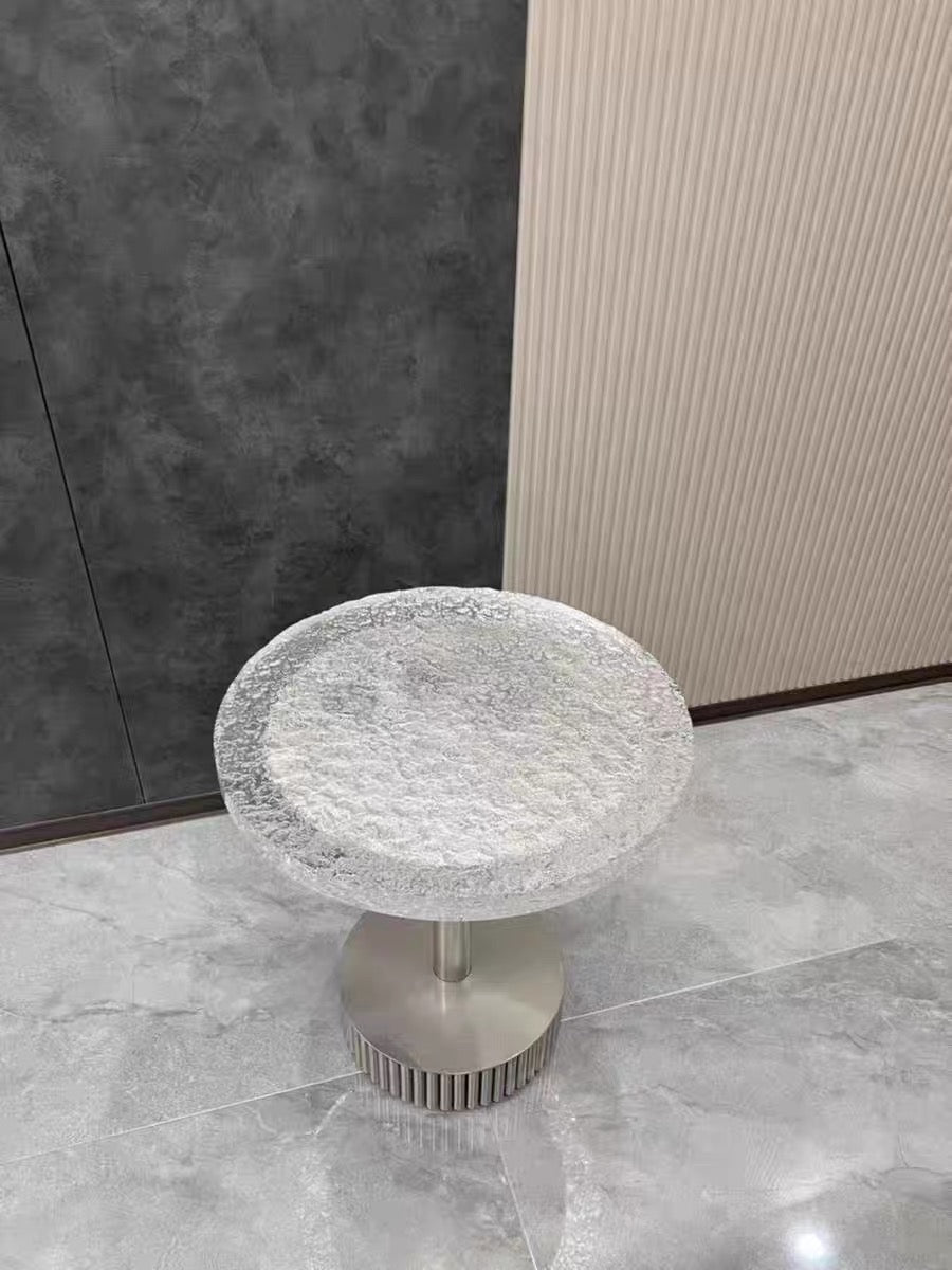 Crystal acrylic side table high end glossy stainless steel coffee table