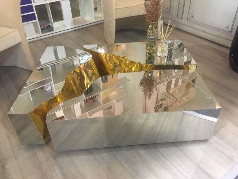 Abstract shape splitting coffee table high technique Stainless steel artwork