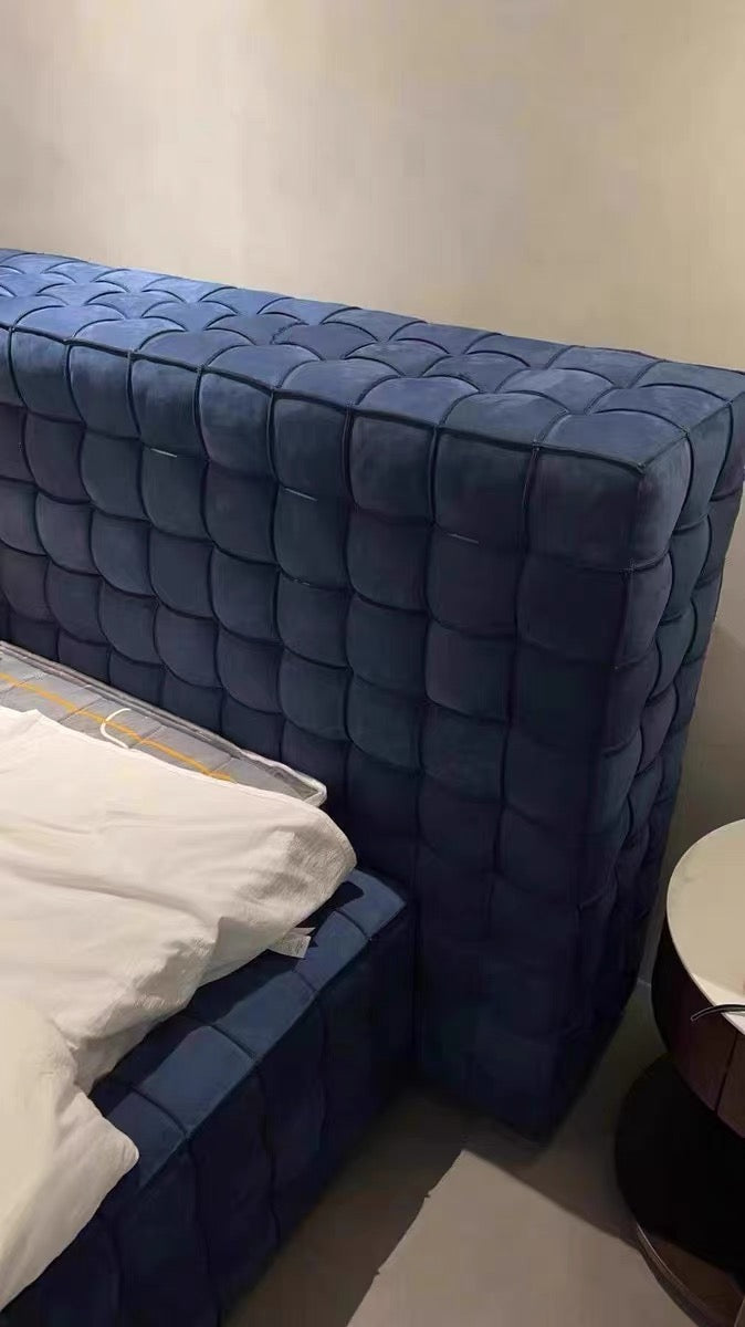 High-end postmodern bedroom full suede leather double bed