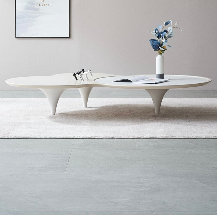 Cloudy shape marble wood coffee table