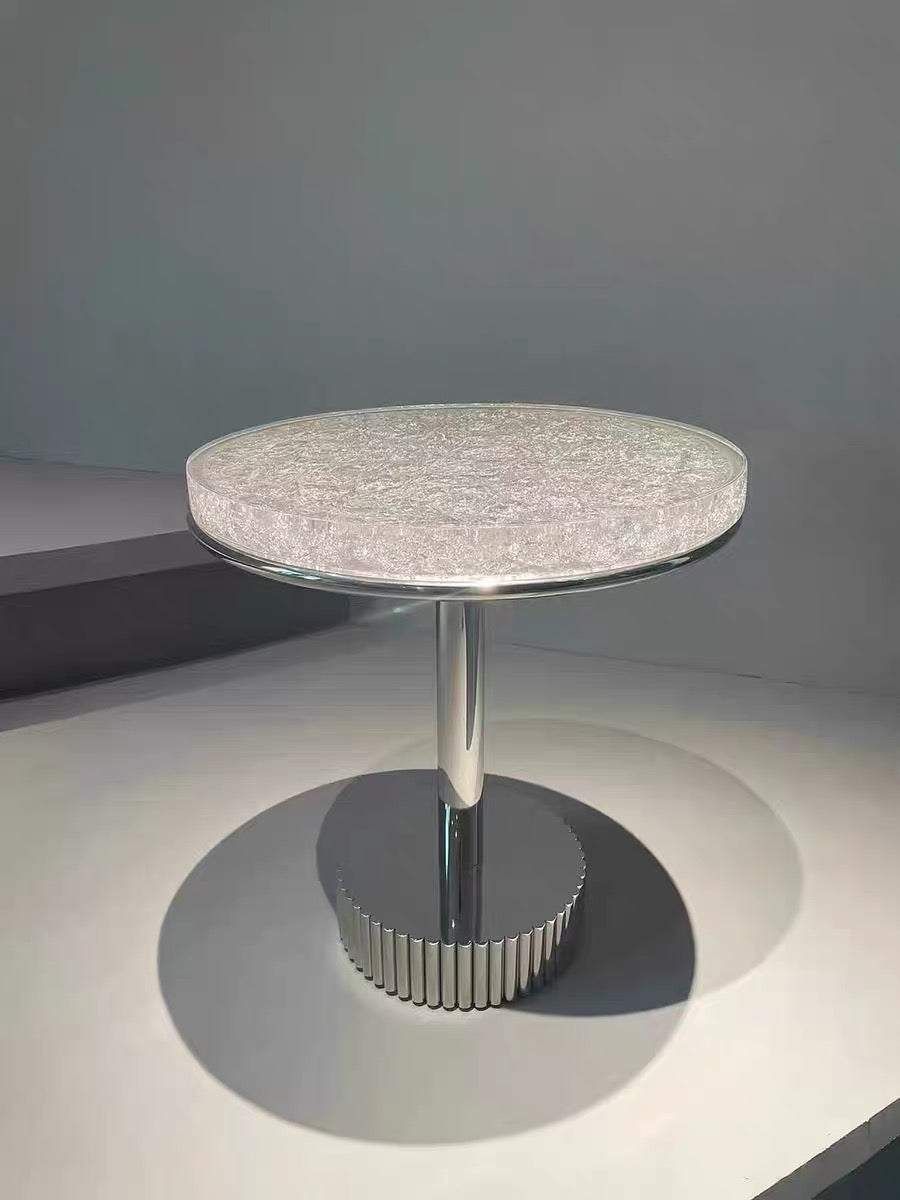 Crystal acrylic side table high end glossy stainless steel coffee table