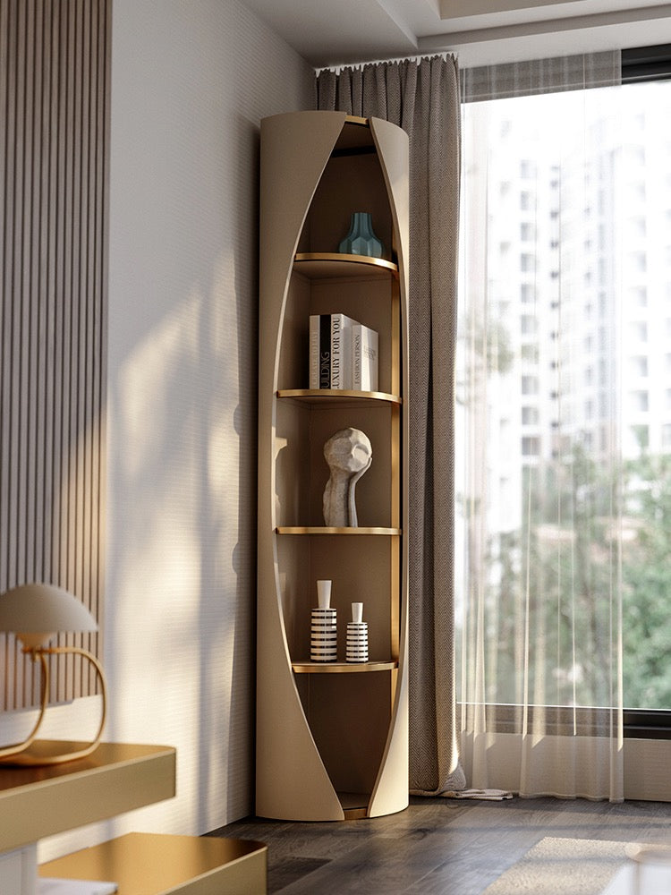 Elegant leather book shelf modern design side cabinet